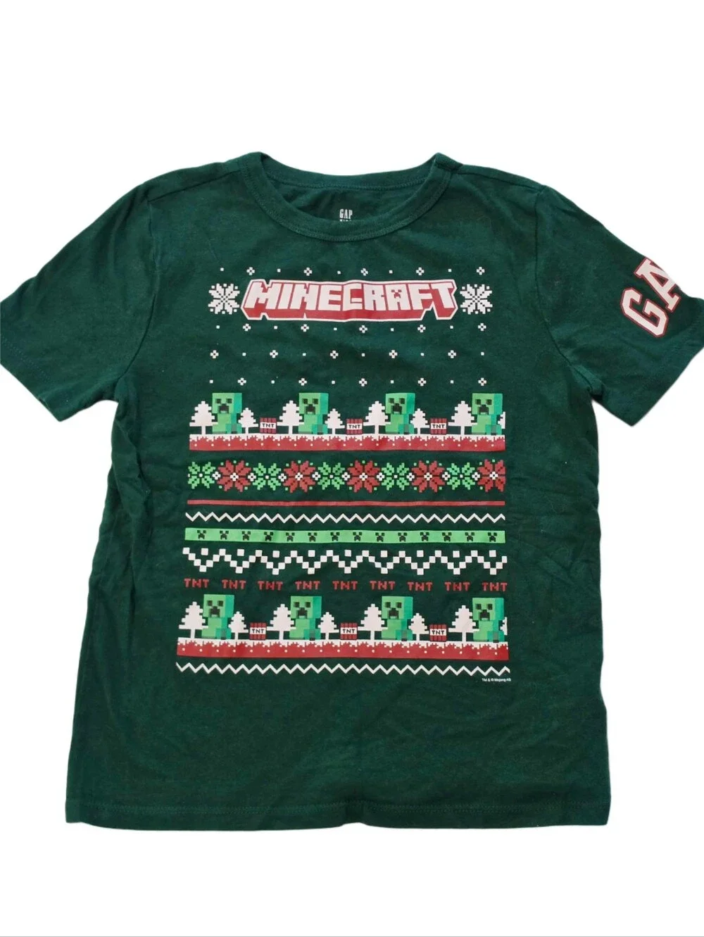 Gap Kids Christmas Minecraft Graphic T-Shirt sz Small